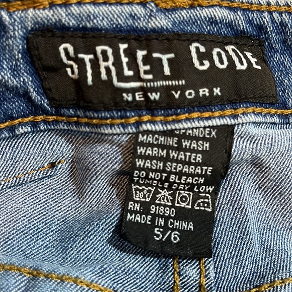 STREET CODE VINTAGE Y2K DISTRESSED DENIM PENCIL SKIRT BLUE SIZE 5 TO 6 - Picture 8 of 12